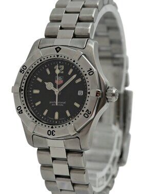 Tag Heuer 28mm Ladies Black Dial Professional 2000 Series SS Watch! Ref: WK1310!